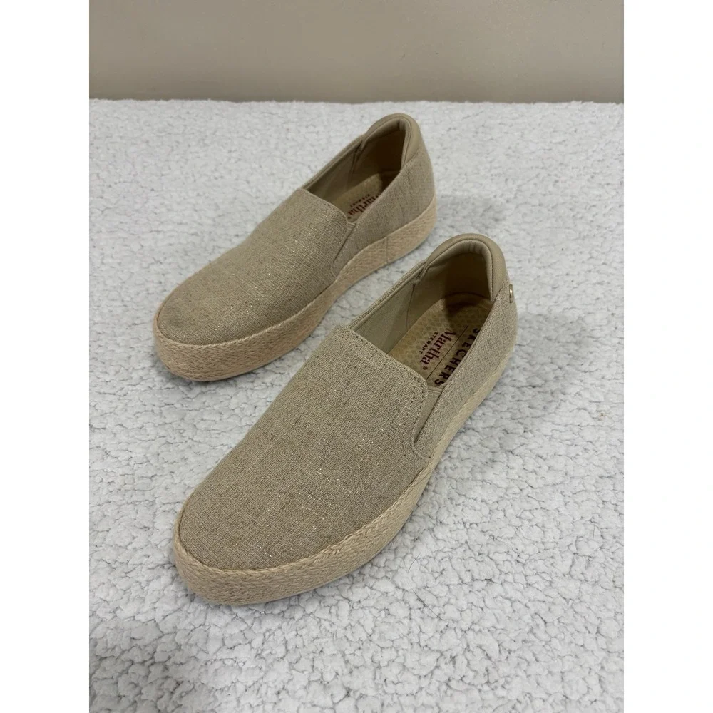 Skechers Martha Stewart BOBS Sesame Womens 9 Natural Linen Espadrille Slip On